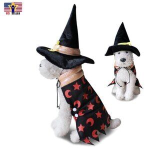 Witch Pet Costume Uniform Dress Up Cute Dog Cat Funny Cosplay Halloween Sz XL